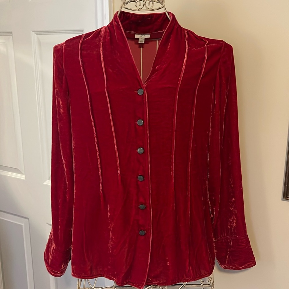Woman’s rayon/ silk red button down stylish shirt..